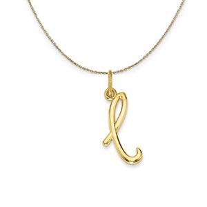 14k Yellow Gold, Claire Mini Lower Case Initial L Necklace - 16 Inch